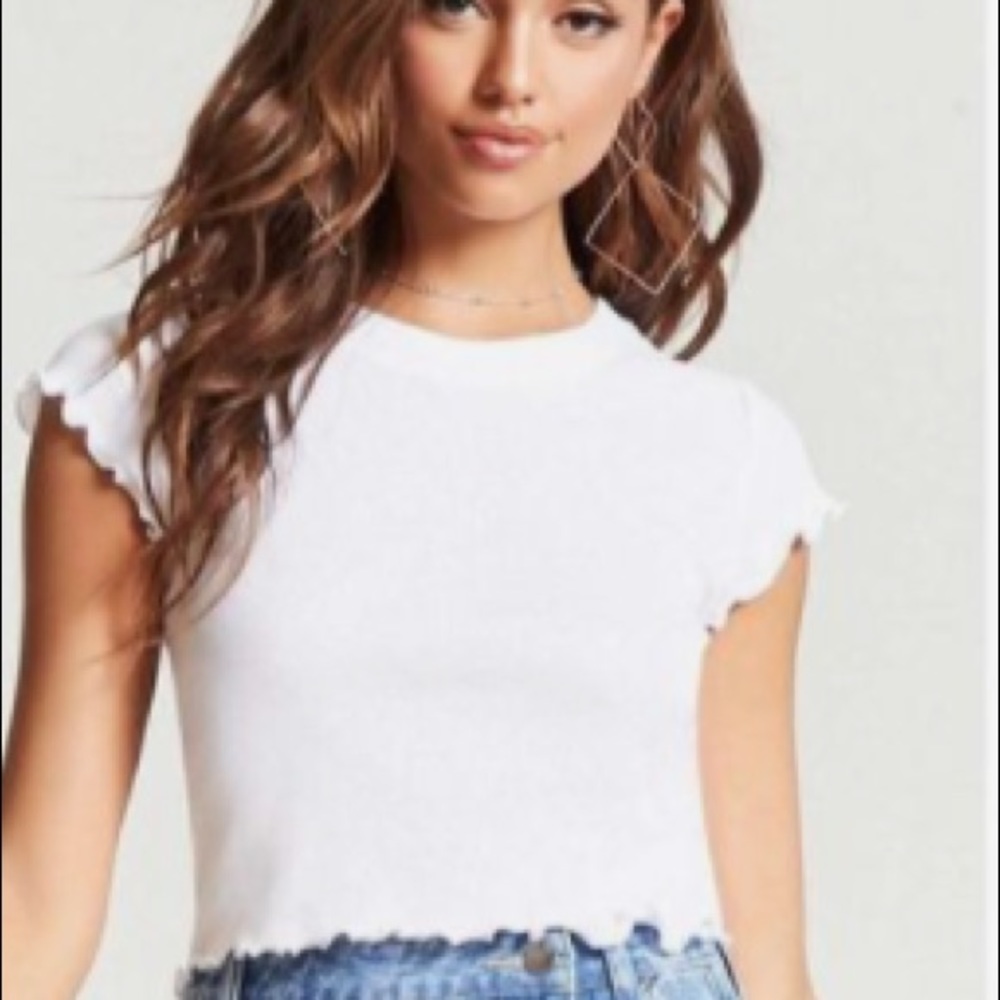 Lettuce edge white crop tshirt